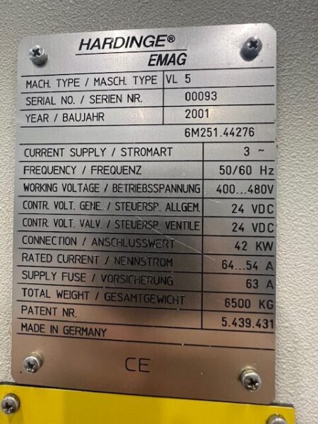 Vertikal CNC-svarv HARDINGE EMAG VL-5 - Bild 9