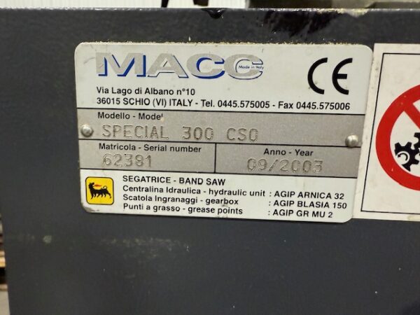 M.A.C.C. Bandsåg 300CSO - Bild 4